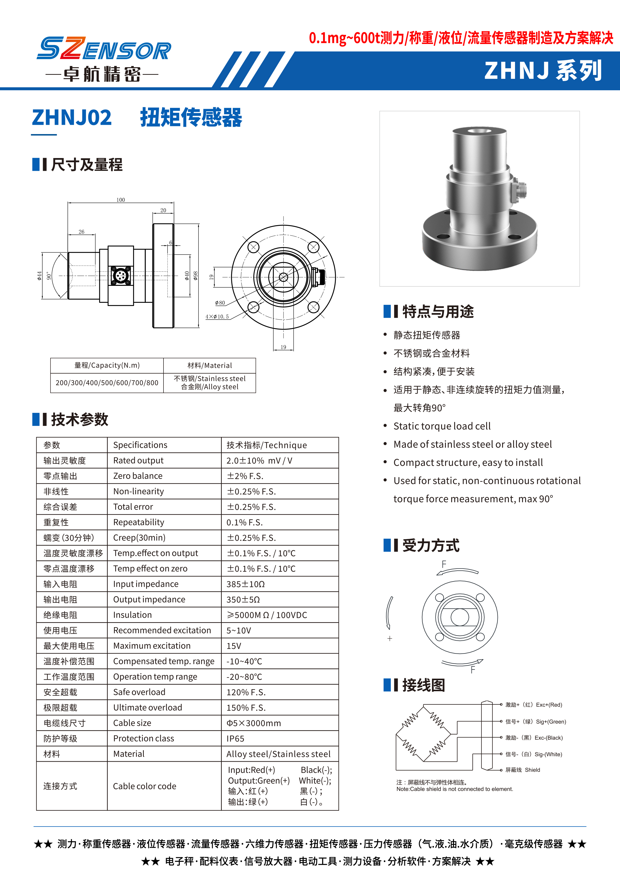 靜態(tài)扭矩傳感器 ZHNJ02